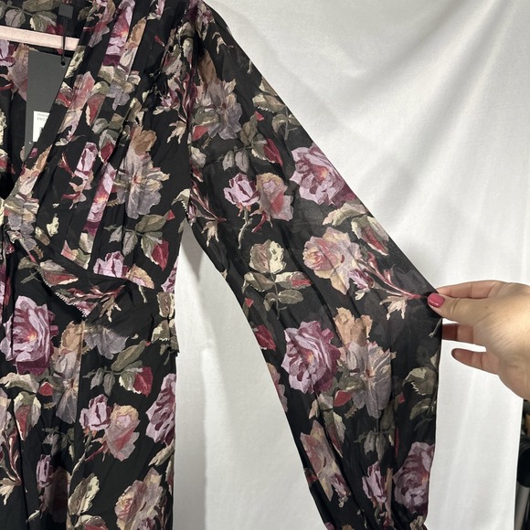 NWT The Kooples [ SZ 3 ] English Rose Floral Long Sleeve Maxi Dress Black #U1266 - Picture 13 of 16